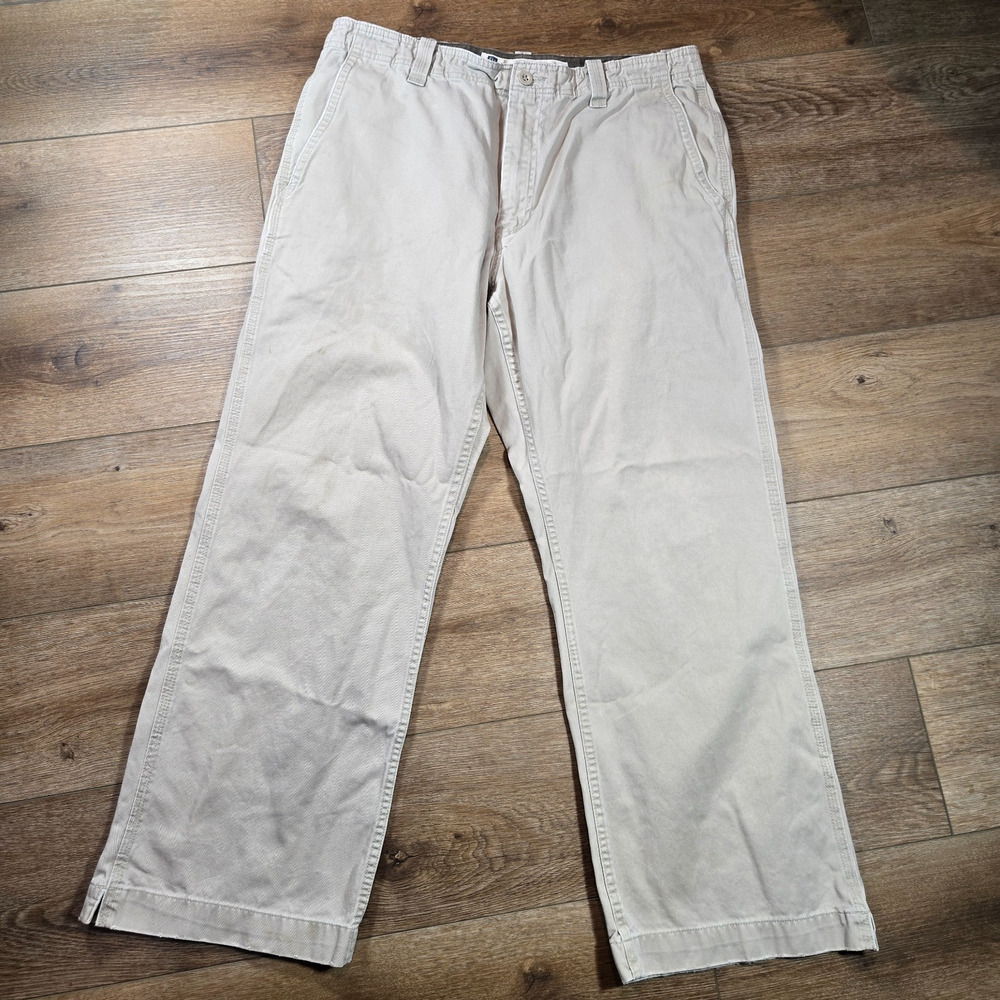 Vintage Y2K Gap Pants Mens 36x30 Beige Khaki Loose Boot Fit Baggy Chino 2000s